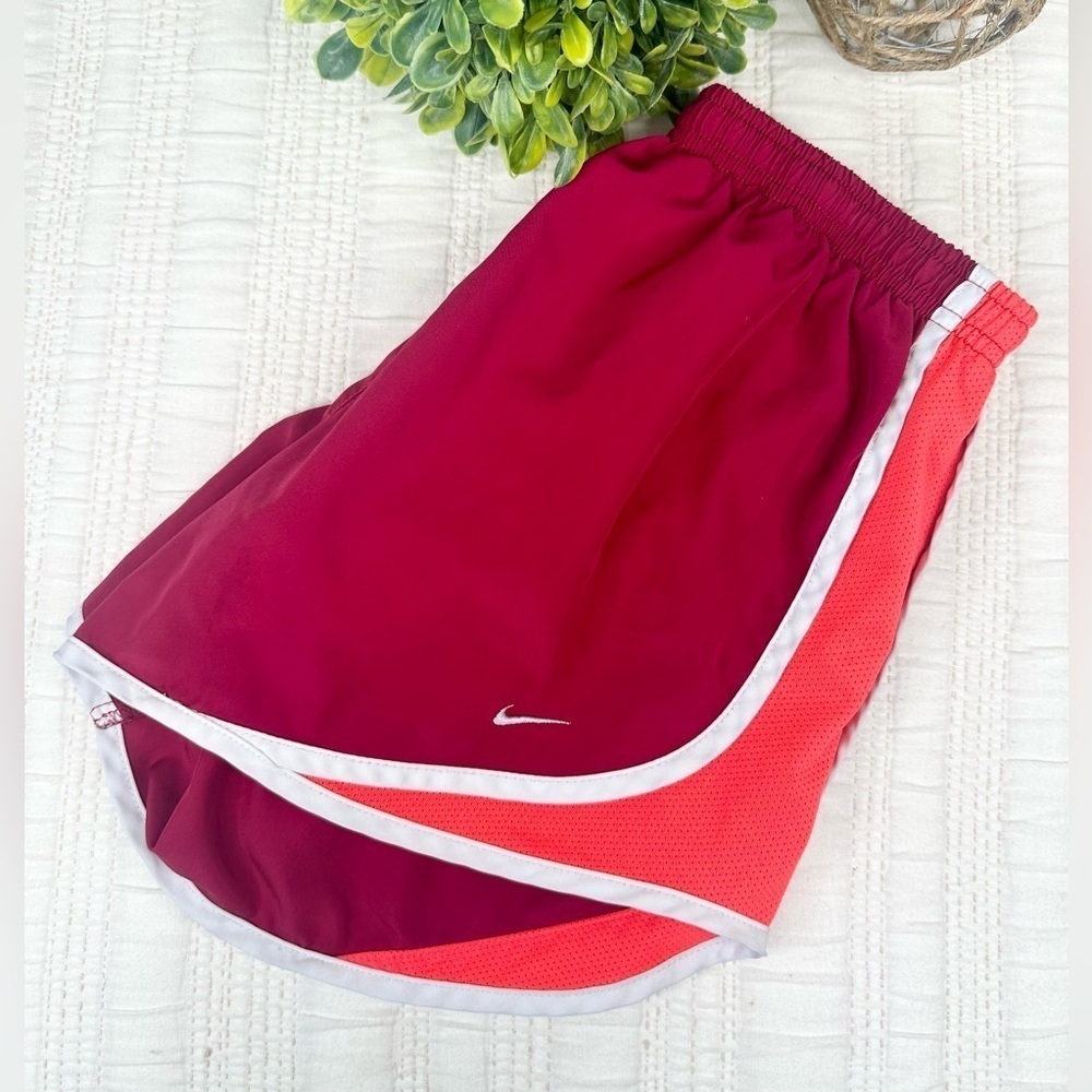 Nike Dri-Fit Tempo Running Shorts in Maroon/Orange Size Small - Picture 5 of 11